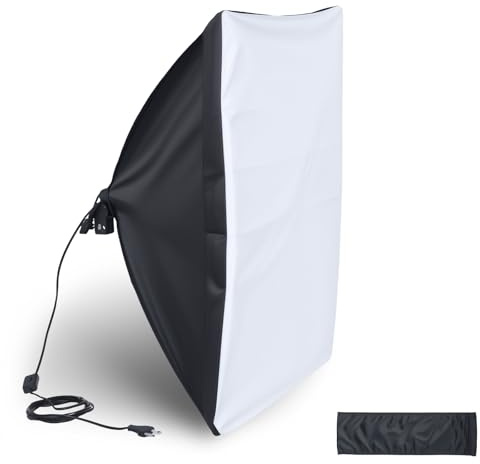 UTEBIT Vikbar softbox 50 x 70 cm, rektangulär ljuslåda med diffusor, tygfodral + bärväska, perfekt för arbetsrum, porträtt och produkt, kompatibel med bowens montering