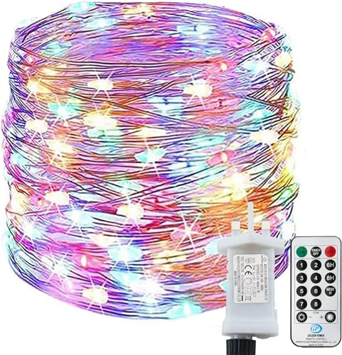 Lezonic 220LED Fairy Lights Outdoor, 25M Fairy Lights Plug in Waterproof with 8 Modes Remote Timer Copper Wire String Lights for Bedroom,Party,Wedding,Christmas Decorations(Multi-Colored)