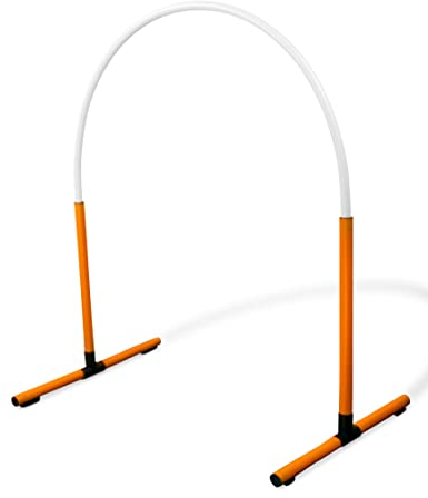 SPORTIKEL24 Hoopers Hoop – wetterfest, VDH-konform & farbig – mit Stecksystem für sicheres Hundetraining – aus robustem Kunststoff – Flexibler Hundesport-Reifen mit Stecksystem – Orange/Weiß