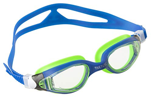 SEAC Ritmo JR, Occhialini da Nuoto in Piscina e in Mare per Bambini e Ragazzi, Blu/Verde