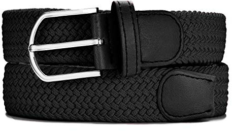 MASADA Stoffgürtel - Dehnbarer Stretch-Gürtel für Damen und Herren 3,2 cm breit elastisch 100-110 cm lang - Schwarz