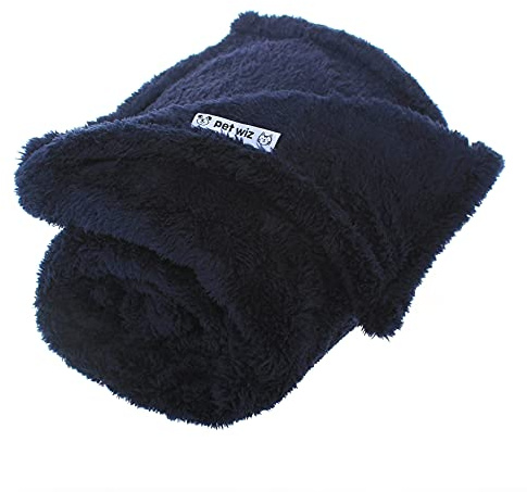 Couverture polaire douce et moelleuse pour chats et chiens Jeté chaud lavable en machine Protège les meubles Bleu marine Taille L, 100 x