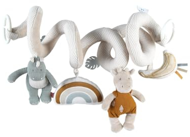 Noukie's - Baby-Aktivitätsspirale Tiga, Stegi & Ops - Lernspiel aus Veloudoux - Für Kinderbett, Laufgitter, Babyschale 0+, Kinderwagen