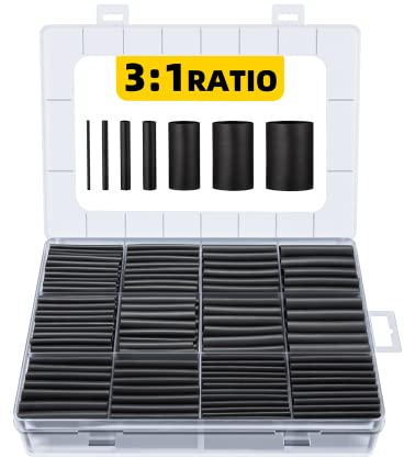 Eventronic Termoretractil para Cables 400 Piezas, Contracción 3: 1, IP65 Tubo Termoretractil Impermeable con Adhesivo, Ideal para Aislamiento Eléctrico y Conectores de Alambre, Nunca se Desvanecen