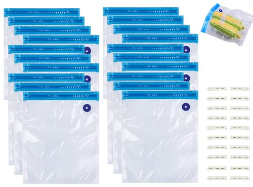 20 Stück Vakuumbeutel (30x34CM), Sous Vide Beutel, Wiederverwendbare Vacuum Bags, für Reise Vakuumbeutel, zur 3D Drucker Glühfaden, Lebensmittel konservierung (20)
