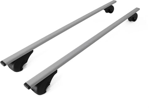 OMAC Dachträger Grundtäger kompatibel mit Audi A4 B5 Avant 1996-2001 Metall 75kg Silber 2tlg Offene Reling für Fahrradträger, Dachboxen, Skiträger Abschließbar