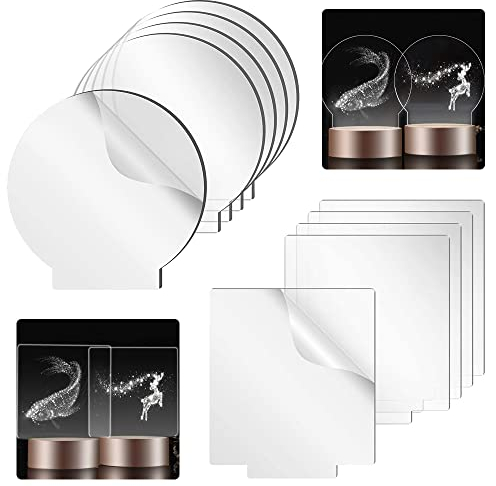BUENTYA 10 Stück AcrylplattenTransparente Plexiglasplatten 2 mm Acrylglas Platten Plexiglas Acryl Blätter Quadrat Rund Acrylscheibe für LED Lichtbasis Schilder Medaillen Handwerk DIY