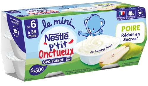 NESTLÉ BÉBÉ - P'TIT ONCTUEUX CROISSANCE MINI POIRE DES 6 MOIS 6X50G
