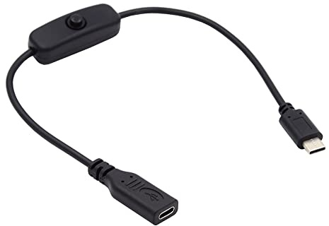 NFHK USB-C-kabel med på/av-strömbrytarknapp USB typ C hane till hona för laptop-tangentbord Raspberry Pi 4B