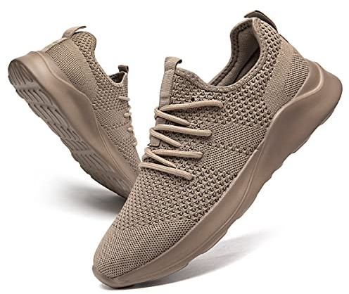 CAIQDM Damen Turnschuhe Sneaker Schuhe Damen Sportschuhe Laufschuhe Tennisschuhe Outdoor Running Damen Walkingschuhe Straßenlaufschuhe Rutschfes Leichtgewichtst Atmungsaktiv Braun 42