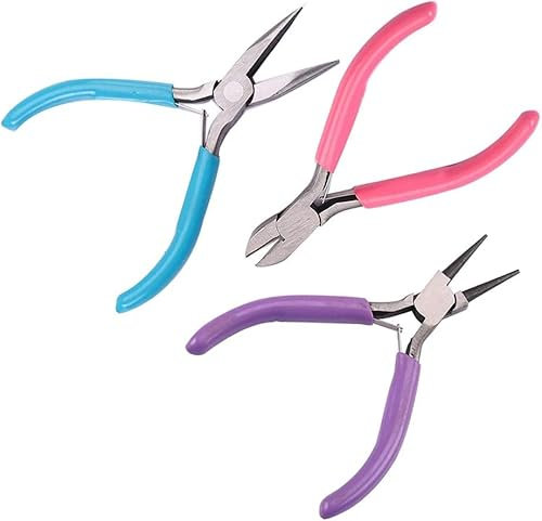 LATRAT 3 Pcs Schmuckzange Set Schmuck Spitzzange Flachzange Rundzange Set für Schmuckreparatur, Schmuckperlen, Drahtwicklung, DIY Handwerk
