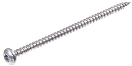 SECCARO Viti per truciolato a testa semicircolare 5 x 100 mm, in acciaio inox V2A VA A2, viti per legno con filettatura completa, TX/esagono incassato, 100 pezzi
