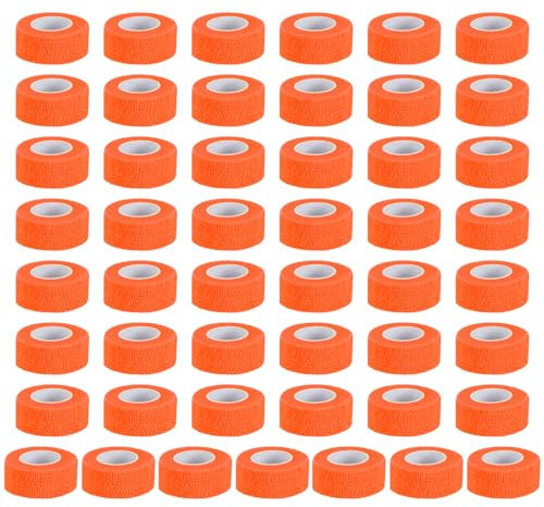 PATIKIL Self Adhesive Bandage Wrap 177 x 1, 50 Pcs Elastic Self Adherent Self Breathable Wrap Tape for Sport Stretch Athletic Wrist Ankle Outdoor Tape, Bright Orange