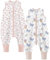 Teechodina Baby Schlafsack mit Füßen 2er Pack 100% Baumwolle 1.5 Tog Kinder Ganzjahres Schlafsack mit Beinen für Jungen Mädchen, 1.5 Tog/Kirschblüte + Schmetterling, 80cm/Baby Höhe 90-100cm