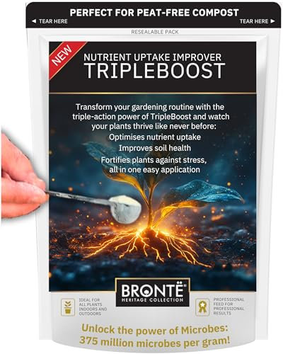 Bronte Heritage TripleBoost Plant Nutrient Uptake Improver - Microbial Soil Enhancer for Stronger Root & Healthier Growth. Perfect for Indoor & Outdoor Plants. 6 Weeks Active (50g)