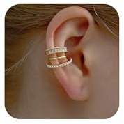 LAURITAMI Ear Cuff Orecchini Clip Donna,Orecchini Senza Buco Ear Cuff Acciaio Inossidabile Non Piercing Earcuff Clip per Cartilagine Helix
