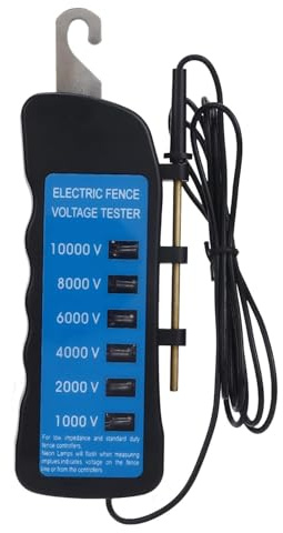 Tester per recinzioni elettriche, 10000 V, rilevatore di guasti per recinzioni elettriche, voltmetro ad alta tensione (1000 – 10000 V), impermeabile, con 6 indicatori LED, per salice, fattoria