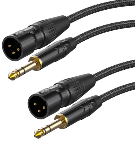 smbiutoofe XLR Male to 1/4, TRS to 6.35mm -10ft 2Packs Gold-Plated Connectors Nylon Braided Cable, Quarter Inch to XLR Male Cable for Speakers, Mixers, Amplifiers - 10feet
