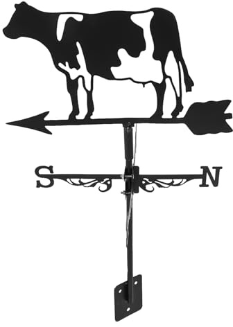 SEWACC Veleta de Viento de Hierro Diseño Creativo de Vaca 3D para Jardín y Patio, Fácil de Instalar E Indicador Intuitivo de Dirección del Viento