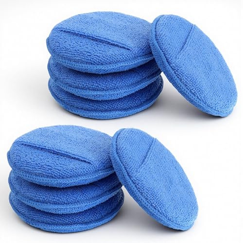 LLOUSSAK 8 spugne in microfibra per lucidatura auto, spugne per lucidatura auto, spugne per lucidatura auto, spugne per lucidatura a mano, blu, 12,5 cm, per la lucidatura e la pulizia dell'auto