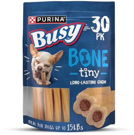 Purina Busy Bone Adult Toy Breed Dog Chew Bone Treats, Tiny - 30 ct. Pouch