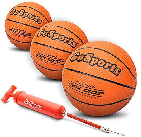 GoSports 7 Inch Mini Basketball 3 Pack with Premium Pump - Perfect for Mini Hoops or Training