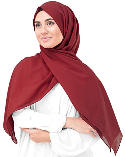 InEssence© High Risk Red Cotton Voile Scarf Women Girls Wrap Medium Size Hijab
