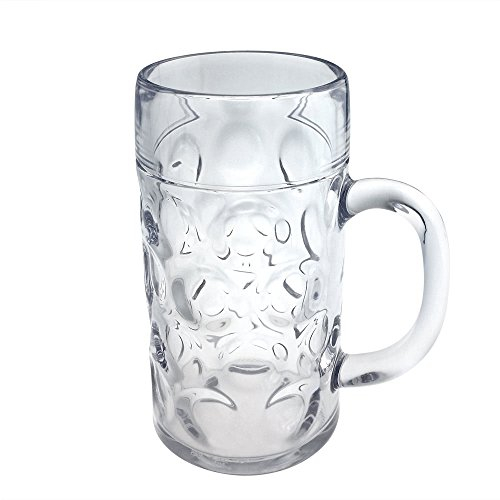 DoimoFlair Vaso de Cerveza Jarra de Cerveza Copa de Cerveza de plástico Reutilizable lavavajillas 100 cl San Transparente Conjunto 5 Piezas.
