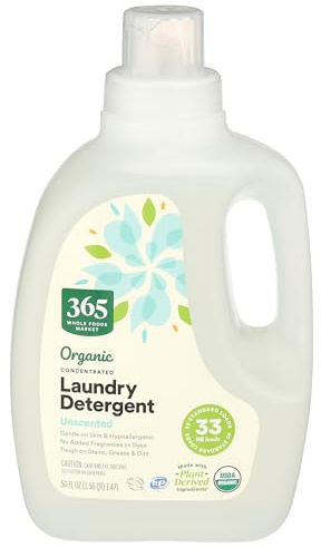 365 by Whole Foods Market, Organic Concentrated Laundry Detergent, Unscented, 33 HE Loads, 50 Fl Oz