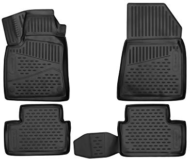 Element 3D Gummimatten Set passend für Renault Clio | Mk4 IV | 2012-2019 | Schrägheck | 100% passgenaue Auto Fußmatten, robuste Universal Fußmatte Auto