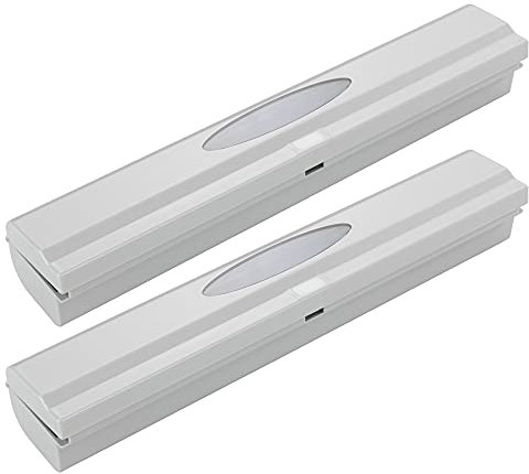 Folienschneider Press & Cut für Alu- oder Frischhaltefolie mit praktischem Sichtfenster, 2er Set (Hellgrau)