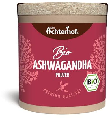 Ashwagandha Pulver BIO 50g | fein gemahlene Ashwagandhawurzel | in Bio-Qualität | 100% naturrein | ideal zur Zugabe in Smoothies, Säfte, Goldene Milch, Moon Milk & Co | vom Achterhof