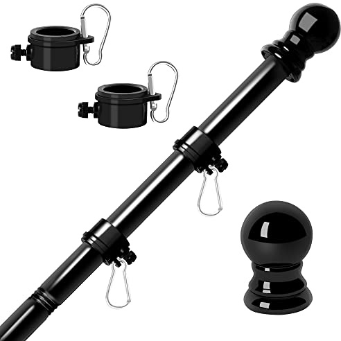 RSOTC Asta per Bandiera per Esterni, 1,8 m, in Acciaio Inox, Colore Nero, Senza grovigli, Resistente, per Camion, casa, Portico, Cortile, Barca, Adatta per Bandiere da Giardino Pesanti da 3 x 5 (Solo