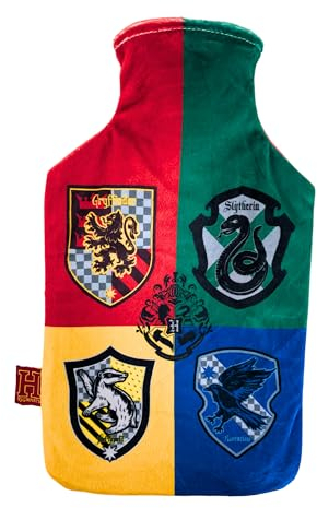 Harry Potter Bolsa de Agua Caliente, Funda de Felpa Tacto Suave Terciopelo, Botella de Agua Caliente Hogwarts, Terapia De Calor Y Frío, Capacidad 1.5L
