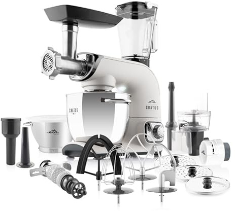 ETA Gratus Evo Expert Küchenmaschine I 1500 Watt I 5.5 l Edelstahl Schüssel I 8 Geschwindigkeitsstufen I PULSE-Schalter I Planetarisches Rührsystem I Fleischwolf