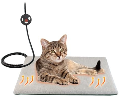 Enjoying Heizkissen für Katzen 40×29cm Elektrische Heizdecke für Haustiere 12-Stunden-Timer einstellbar 7-stufig einstellbare Temperatur Geeignet für Kleintiere zum Warmhalten im Winter