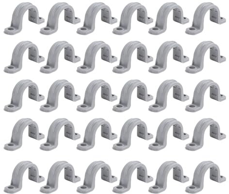 Morsetto per Condotto Elettrico da 30 Pezzi, 2 Fori, a Forma di U, in Plastica, PVC, Flessibile, Raccordi a Morsetto per Fascetta per Condotto Elettrico, per il Fissaggio di (3/4