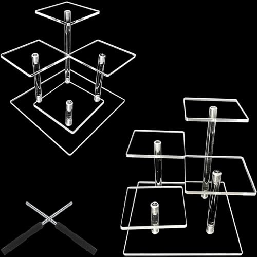 2 Pezzi Espositore Trasparente Alzate di Display Riser Rack per Esposizione O Collezione Organizer Supporto per Cupcake, Profumi,Cosmetici e Artigianato,Scaletta Espositiva per Collezioni
