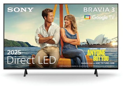 Sony BRAVIA 3 – Direct LED, X-Balanced Speaker, Dolby Vision/Atmos, IMAX Enhanced, Google TV (2025), Google Cast, Apple AirPlay 2, Eco Dashboard 2, Game Menu 2 – 65-inch
