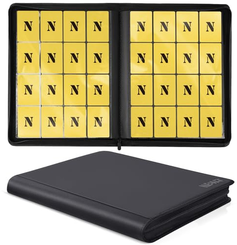Carpeta de tarjetas de 16 bolsillos, carpeta de tarjetas coleccionables de doble cara sin anillo de 1280, carpeta de álbum con cremallera premium para TCG, MTG, tarjetas de juego, tarjetas deportivas