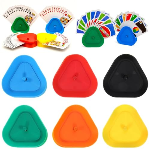 FUYTSUO 6 soportes para tarjetas para niños, triangular, multicolor, soporte para tarjetas de juego para niños, manos libres, soporte para tarjetas de juego, soporte para tarjetas de juego para