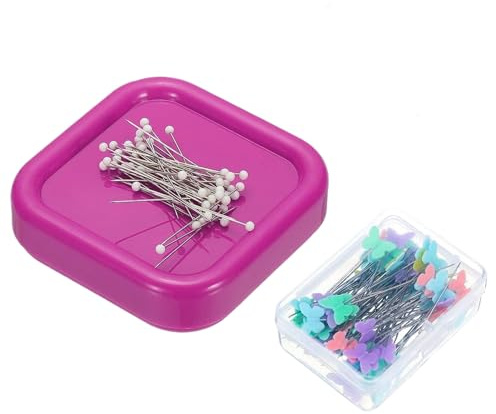 Magnetisches Nadelkissen, Magnetische Nähen Nadelkissen, Magnetic Sewing Needle Cushion, Mit 200 Nähnadeln, Magnetic Pin Cushion, Magnetnadelkissen, Nadelkissen Kit, Nähzubehör（Purpurrot）