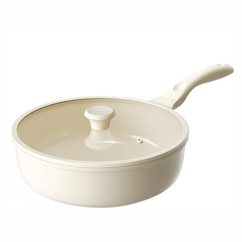 Redchef Pfanne 28cm mit Deckel, Keramik Antihaft Bratpfanne Induktion, Omelette Pfanne mit allen Herdarten, PTFE-frei PFAS-frei PFOA-frei, Kratzfest Spülmaschinenfest