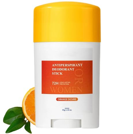 Deodorante stick arancione da donna, senza alluminio, protezione a lunga durata dal sudore e dagli odori, profumo di agrumi fresco tutto il giorno, stick crema solido adatto per ascelle, interno
