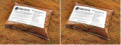 HERONS Discus Pellets 100g - Premium Quality Fish Food, Colour Enhancing Pellets For all Discus and Cichlids, Rich in Amino and Omega-3 Fatty Acids, Staple Food - 100 Grams (Pack of 2)