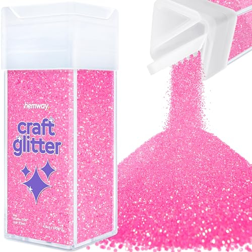 Hemway Craft Glitter Shaker Baby Pink Iridescent 130g Ultrafine | for Resin & Epoxy Crafts, Christmas Art Supplies, Nail, Body, Face, Eye, Festival, Crafting, Slime, Sparkle