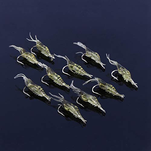 Señuelos de plástico Blando 10pcs Simulación de Pesca de camarones Señuelo de langostino Suave Gancho Tackle Cebo Señuelos de Pesca de mar