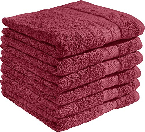 REDBEST Handtuchset, Frottierset 6er-Pack Chicago weinrot Größe 50x100 cm - saugstark, strapazierfähig, ideal für Reisen, Sport (weitere Farben)