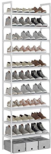 AcornFort® S-528 Étagère à Chaussures à 10 Niveaux, Range-Chaussure, Porte-Chaussure, Conception très Robuste,pour 30 Paires de Chaussures, 56 x 30 x 170 cm, pour entrée, Chambre à Coucher (Blanc)