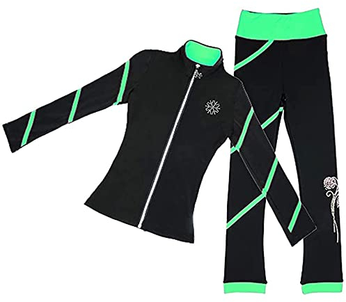 LIUHUO Schlittschuhjacke, Hose, Set, Mädchen, Schwarz, Trainingskleidung, Skating-Oberteil, Leggings
